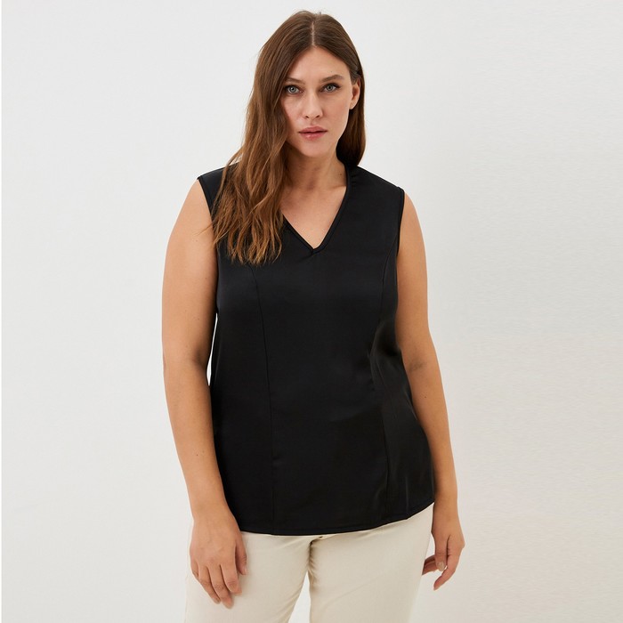 Майка шелковая женская MIST plus-size, размер 54, чёрная