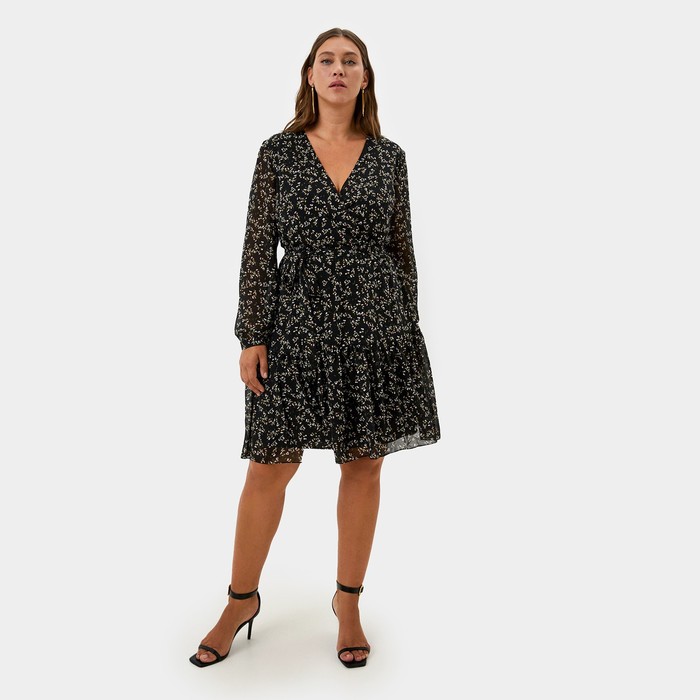 Платье мини женское MIST plus-size, размер 54, чёрное