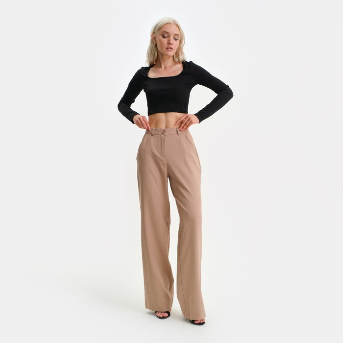 Брюки женские прямые MIST, размер 44, бежевые