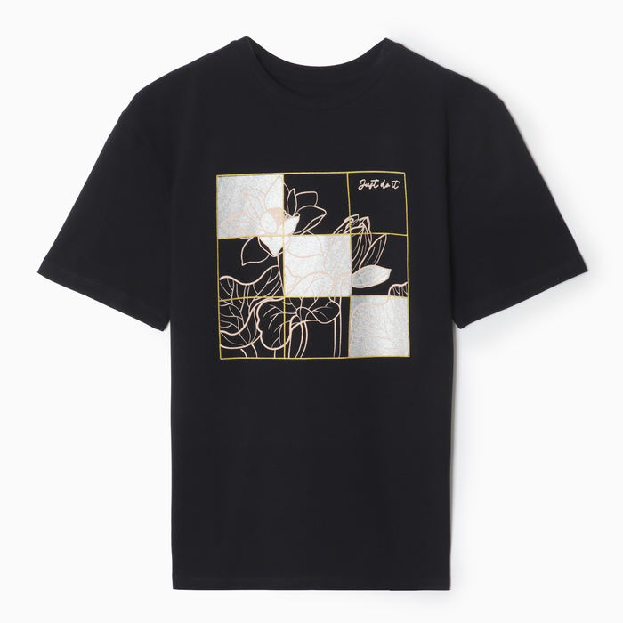 Футболка женская, чёрная, размер ONE SIZE (42-46)