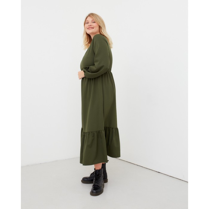 Платье миди женское MIST plus-size, размер 54, хаки