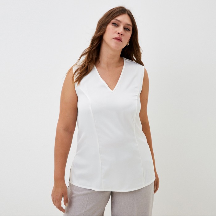 Майка шелковая женская MIST plus-size, размер 50, молочная